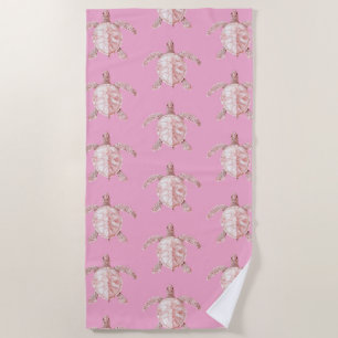 Serviette De Plage Tortues de mer roses