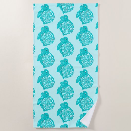 Serviette De Plage Tortues de mer Turquoises Motif Aqua Beach (Devant)