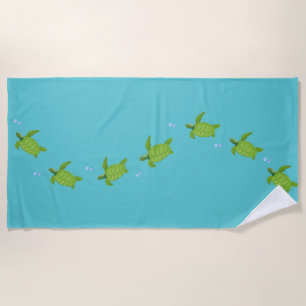 Serviette De Plage Tortues de mer vertes sur turquoise