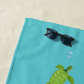 Serviette De Plage Tortues de mer vertes sur turquoise (En situation)
