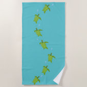 Serviette De Plage Tortues de mer vertes sur turquoise (Devant)