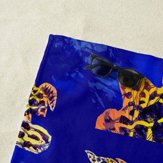 Serviette De Plage Tortues marines Batik Art Africain (En situation)