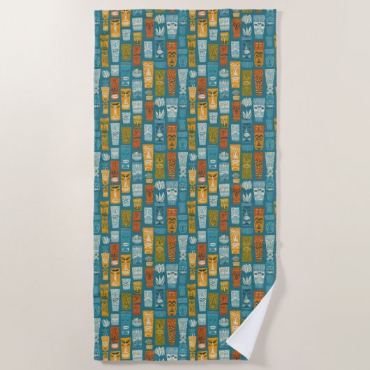 Serviette De Plage Totems Tiki Rétro (Devant)