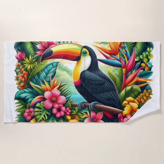Serviette De Plage Toucan tropical/jungle oiseau (Devant)