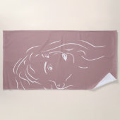 Serviette De Plage Toucher White Line Art Stilized Female Visual Bea (Devant)