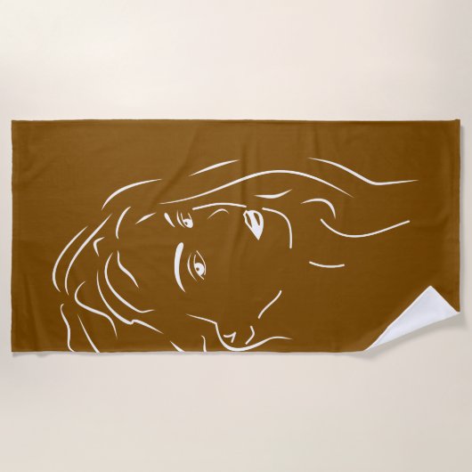 Serviette De Plage Toucher White Line Art Stilized Female Visual Bea (Devant)