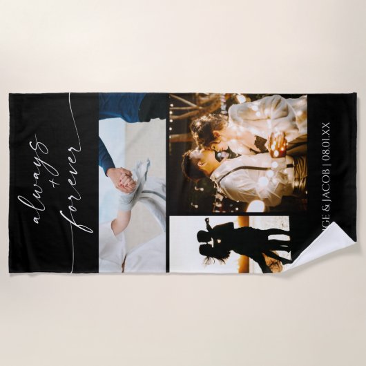 Serviette De Plage Toujours & Forever Collage Photo Moderne (Devant)