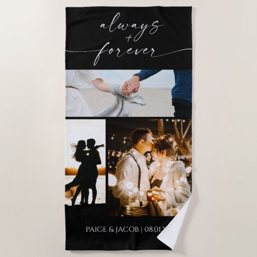 Serviette De Plage Toujours & Forever Collage Photo Moderne (Devant)