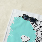 Serviette De Plage Tour Eiffel Illustration texte personnalisé servie (En situation)