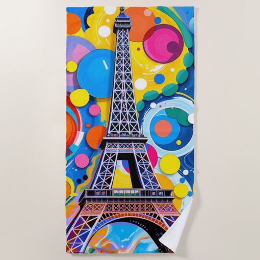 Serviette De Plage Tour Eiffel Pop Art (Devant)