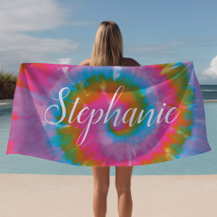 Serviette De Plage Tourbillon Tie-Dye Abstrait Personnalisé Été