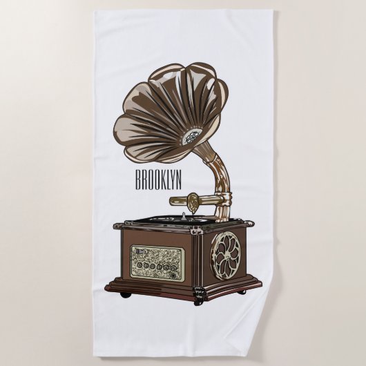 Serviette De Plage Tourne-disque dessin animé (Devant)
