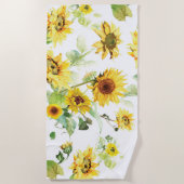 Serviette De Plage Tournesol à l'aquarelle (Devant)