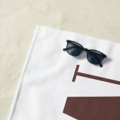 Serviette De Plage Tournesol Brun Jaune Monogramme Initial Blanc (En situation)