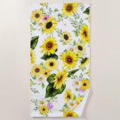 Serviette De Plage Tournesol d'aquarelle 7 (Devant)