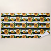 Tournesol Floral noir blanc rayures