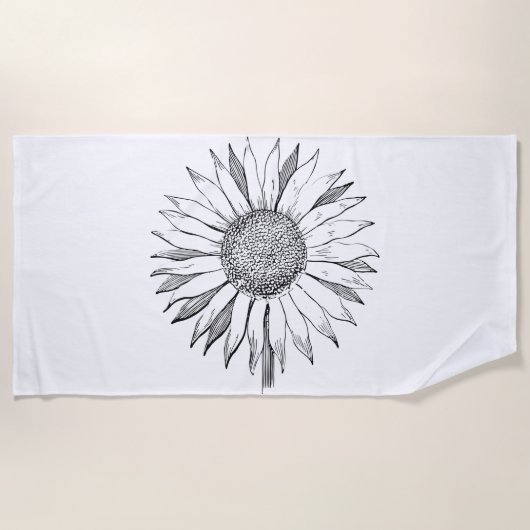 Serviette De Plage Tournesol illustré (Devant)