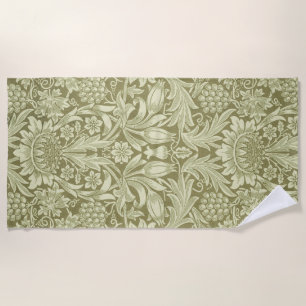 Serviette De Plage Tournesol William Morris Vintage Olive Damask