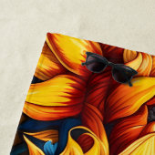 Serviette De Plage Tournesols jaune rouge et bleu (En situation)