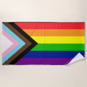 SERVIETTE DE PLAGE TOUS LES DRAPEAUX PRIDE LGBTQ+ INCLUS (Devant)