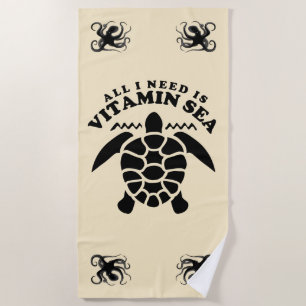 Serviette De Plage Tout ce dont j'ai besoin c'est la mer de Vitamine 