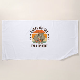 Serviette De Plage Tout d'abord je suis un délicieux bébé Hippo Moo D