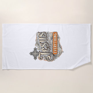 Serviette De Plage Tout Jésus Vintage Typographie Chrétienne Design
