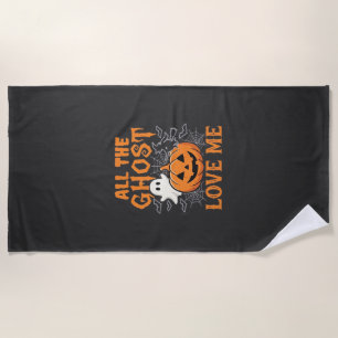 Serviette De Plage Tout les fantômes m'aiment Halloween Design_1