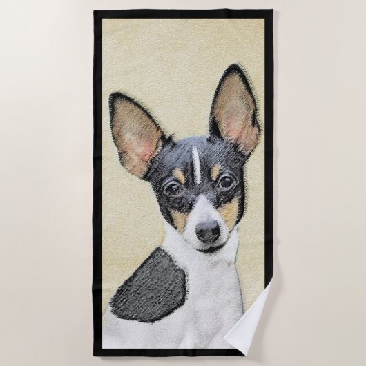 Serviette De Plage Toy Fox Terrier Peinture - Cute Original Chien Art (Devant)