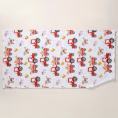 Serviette De Plage Tracteur Avec Animaux De Ferme (Devant)