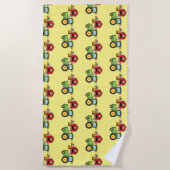Serviette De Plage Tracteur vert mignon et grange rouge (Devant)