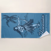 Serviette De Plage Tradewinds Hawaiian Island Hula Girl - Indigo (Devant)