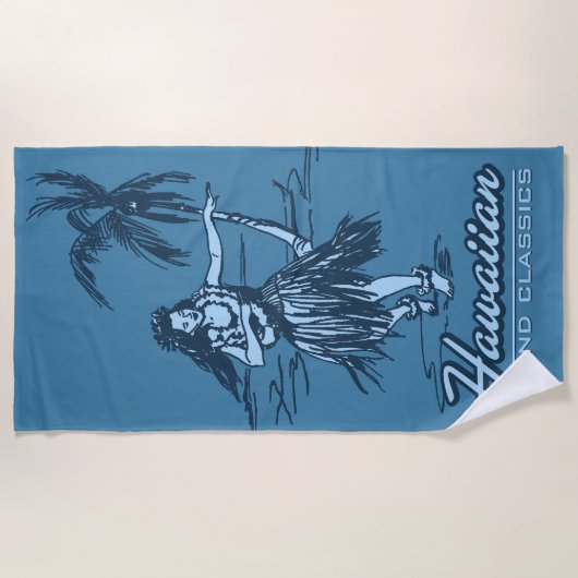 Serviette De Plage Tradewinds Hawaiian Island Hula Girl - Indigo (Devant)
