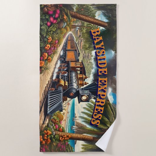 Serviette De Plage Train à vapeur Bayside Express à la plage (Devant)