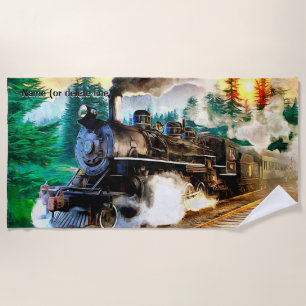 Serviette De Plage Train à vapeur en moteur forestier Nom de la locom