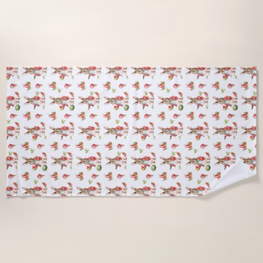 Serviette De Plage tranche de pastèque rouge, mûre, juteuse (Devant)