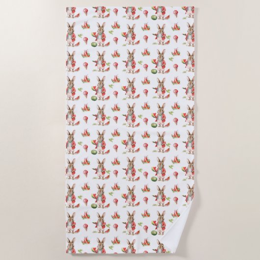 Serviette De Plage tranche de pastèque rouge, mûre, juteuse (Devant)