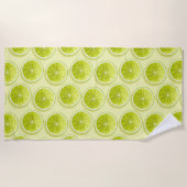 Serviette De Plage Tranches de chaux sur Jaune clair (Devant)