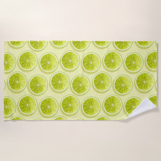 Serviette De Plage Tranches de chaux sur Jaune clair (Devant)