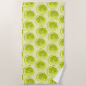 Serviette De Plage Tranches de chaux sur Jaune clair (Devant)