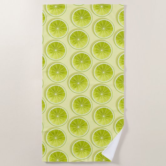 Serviette De Plage Tranches de chaux sur Jaune clair (Devant)