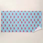 Serviette De Plage Tranches de pastèque sur le motif turquoise (Devant)