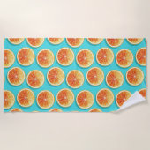 Serviette De Plage Tranches orange sur bleu (Devant)