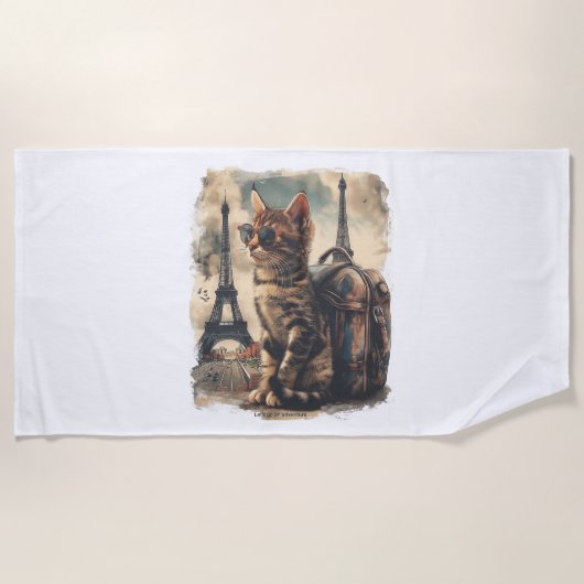 Serviette De Plage Travel Buddy Cat (Devant)
