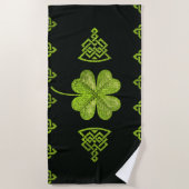 Serviette De Plage Trèfle irlandais de Quatre-feuille de shamrock (Devant)
