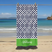 Serviette De Plage Trellis Monogramme Vert et Nuit