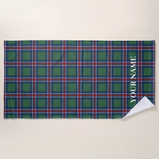 Serviette De Plage Trendy tartan plaid pattern personalized (Devant)