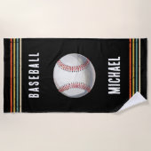 Serviette De Plage  Trendy Vintage Personalized baseball Black        (Devant)