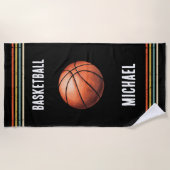 Serviette De Plage Trendy Vintage Personalized Basketball Black       (Devant)