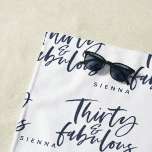 Serviette De Plage Trente et manuscrit personnalisé fabuleux de